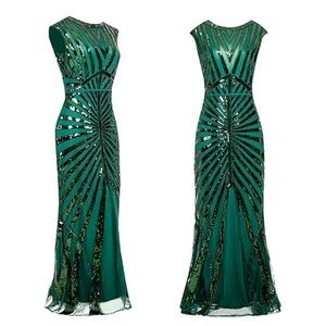 ✨OFFER✨Emerald green fundaisy flapper style Vintage sleeveless sequin prom dress